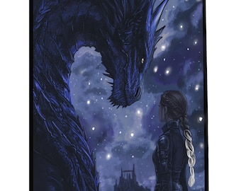 Dragon fourth wing fan Art Print illustration (PDF A4/A5 Digital File)