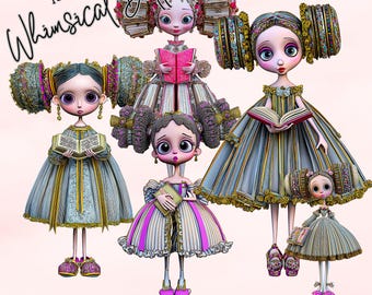 Whimsical Baroque Paper Dolls | Junk Journal Ephemera (PNG & JPG)