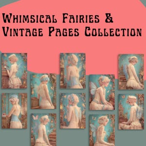 Fairy Junk Journal Kit – 10 Pastel Vintage Pages, Digital Fairycore Ephemera, Printable Scrapbook & Collage Paper Download