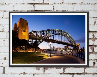 Sydney Harbour Bridge Sunset Giclée Print, Australian Travel Poster