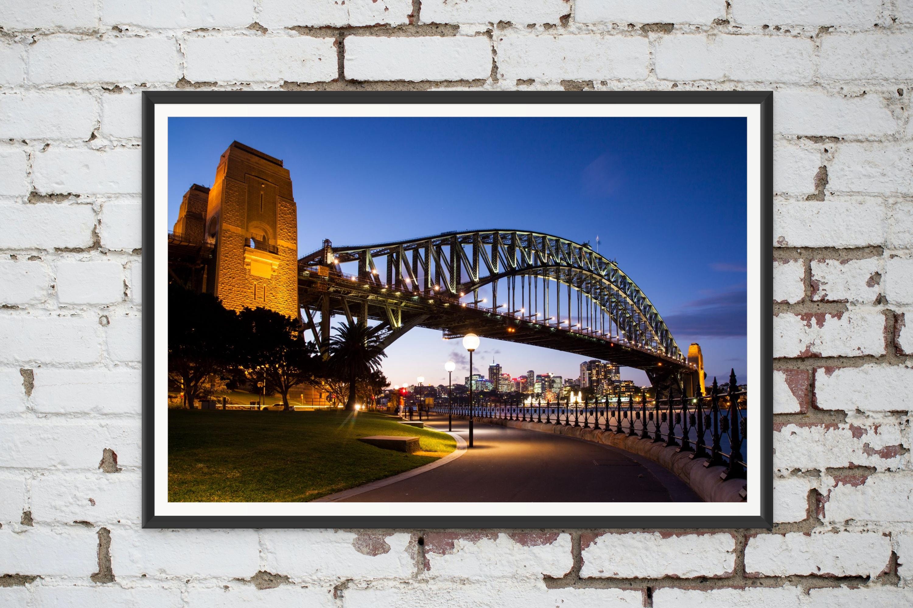 Sydney Harbour Bridge at Dusk in Sydney, New South Wales, Australia. Wall Art, Travel Landscape Poster