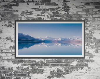 Mt Aoraki and Lake Pukaki in New Zealand. Wall Art, Travel Landscape Poster