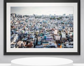 Aerial view over Ho Chi Minh City in Vietnam. Wall Art, Travel Landscape Poster