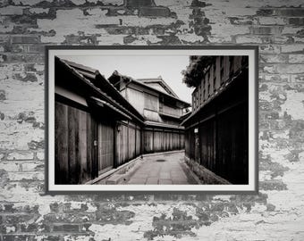 Rues de Higashiyama, Kyoto, Japon. Art mural, affiche de paysage de voyage