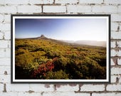 Barn Bluff Mountain Landscape at Sunset on the Overland Track near Cradle Mountain in Tasmania, Australia. Wall Art, Travel Landscape Poster