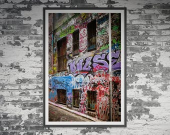 Impression graffiti Hosier Lane de Melbourne, CBD, Australie voyage paysage urbain affiche art mural