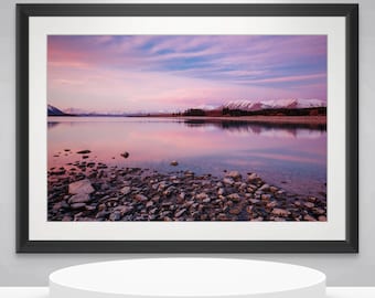Majestic Lake Tekapo in New Zealand. Wall Art, Travel Landscape Poster