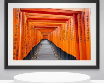 Kyoto Red Tori Gate Print, Japan Travel Photography, Landscape Wall Art