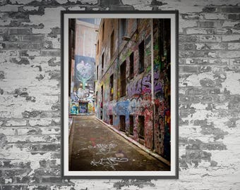 Impression graffiti Hosier Lane de Melbourne, CBD, Australie voyage paysage urbain affiche art mural
