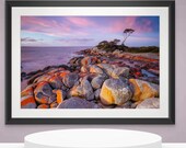 Binalong Bay Rocks in Tasmania, Australia. Wall Art, Travel Landscape Poster