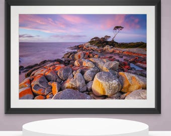 Binalong Bay Rocks in Tasmania, Australia. Wall Art, Travel Landscape Poster