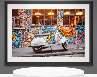 Hosier Lane Graffiti Art Print, Melbourne Motorbike Landscape Poster