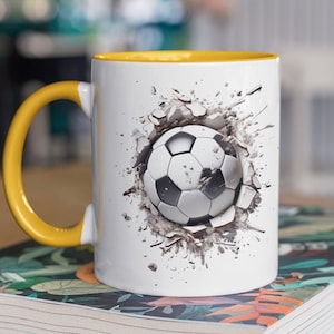 3D Soccer Ball Hole Wall Mug Wrap 11oz & 15oz Mug Template, 3D Mug Sublimation Design Mug Wrap Template PNG Téléchargement numérique instantané