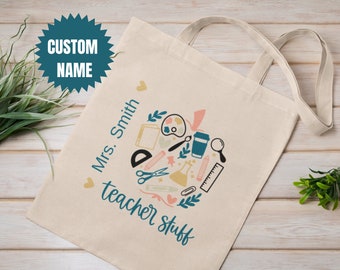 Personalisierte Lehrer-Tasche, personalisierte Lehrer-Leinwand-Tasche, benutzerdefinierte Lehrer-Geschenk für Lehrer zurück in die Schule Tote