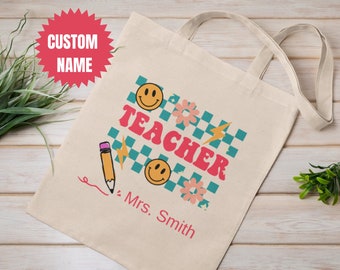 Personalisierte Lehrer Tragetasche: Personalisiertes Leinwand Geschenk