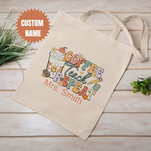 Custom Teacher Tote Bag, Personalized Teacher Canvas Tote, Custom Teacher Gift for Teacher Back to School Tote