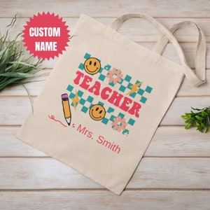 Custom Teacher Tote Bag, Personalized Teacher Canvas Tote, Custom Teacher Gift for Teacher Back to School Tote