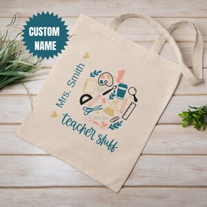 Custom Teacher Tote Bag, Personalized Teacher Canvas Tote, Custom Teacher Gift for Teacher Back to School Tote