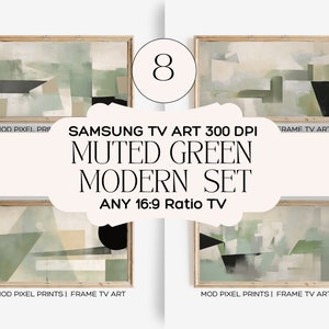 Samsung Frame TV Art, &quot;Muted Green Abstract&quot;, Modern, Texture Samsung Frame tv Art SET | Instant DIGITAL Download