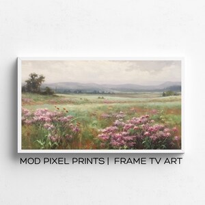 Summer Flower Samsung Frame TV Art | Summer Pink Wildflower Field | Flower Meadow | Vintage Oil Painting | Digital Download