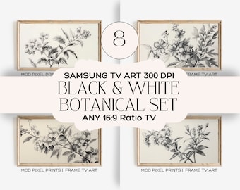 Arte botánico vintage para televisor Samsung (juego de 8) (archivo digital)