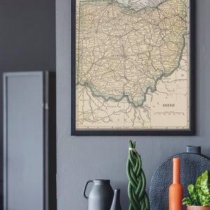 Vintage Map of Ohio Printable Digital Art PRINTABLE Digital Download ...