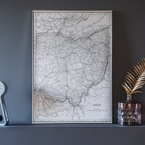 Vintage Black and White Map of Ohio Printable Digital Art | PRINTABLE ...