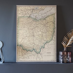 Vintage Map of Ohio Printable Digital Art PRINTABLE Digital Download ...
