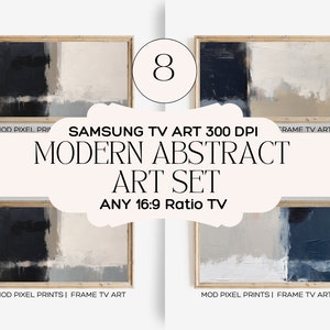 Samsung Frame TV Art, &quot;Neutral Cream Beige Navy Abstract&quot;, Modern, Texture Samsung Frame tv Art SET | Instant DIGITAL Download