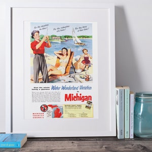 Vintage Michigan Travel Poster Printable Digital Art | PRINTABLE Digital Download | Vintage Michigan | Pure Michigan