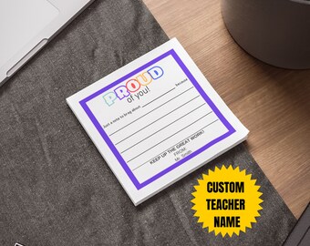 Bloc de notas adhesivas personalizado para profesores: Diseño "Orgulloso de ti"