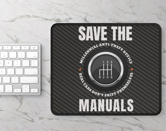 Save The Manuals Gaming Mouse Pad - Car Enthusiasts Gift - Car Lover - Carbon Fiber