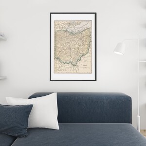 Vintage Map of Ohio Printable Digital Art PRINTABLE Digital Download ...