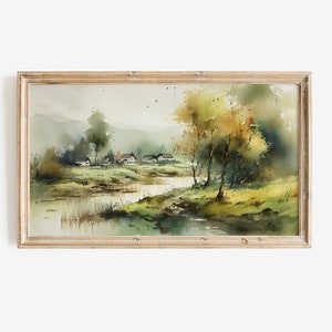 Gedämpfter Ton Aquarell Landschaft Digital Smart TV Kunst | Smart TV Kunst Digital Download | Sofort Download | Samsung Frame Tv Art
