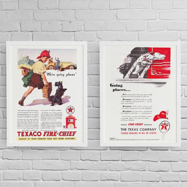 Set of 2 Retro Texaco Gasoline Advertisements from the 1950s - Digital Download | PRINTABLE Digital Download