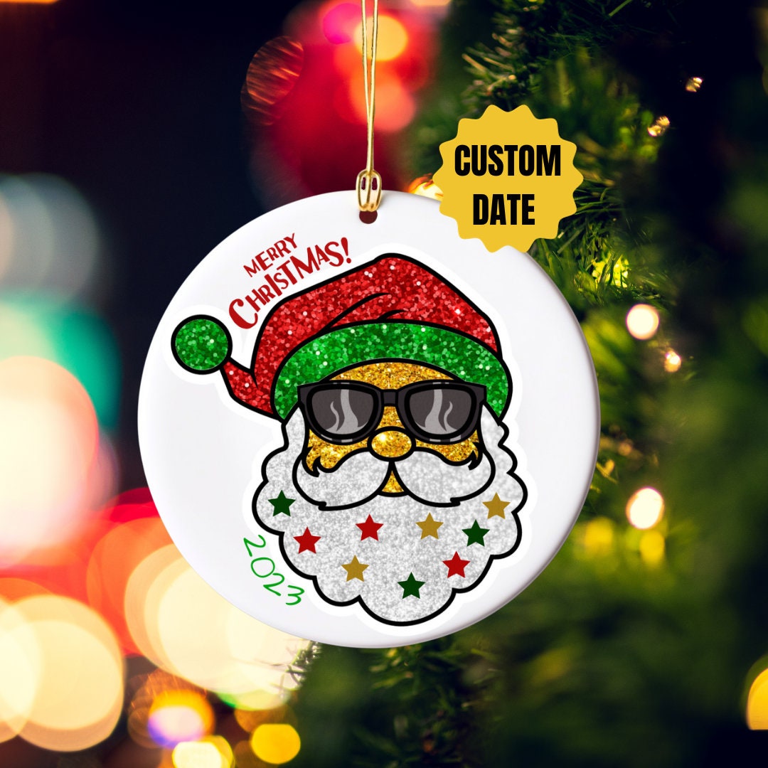 Unique Santa Personalized Glitter Santa - Cool Santa Ornament - Custom Gift - Etsy