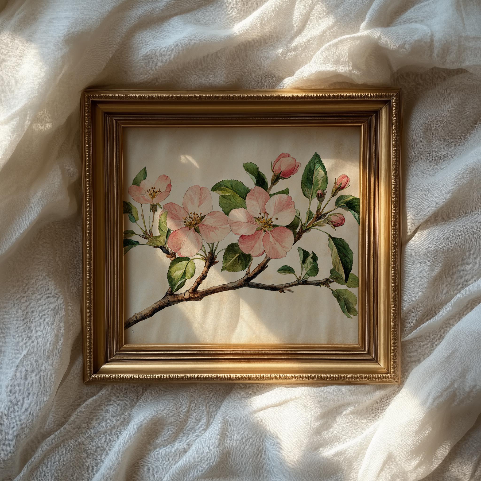 Vintage Apple Blossoms Botanical Print - Printable Cottagecore Floral ...