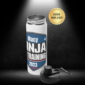 Personalized Ninja Warrior Sports Water Bottle - Custom Fitness Hydration - Sports Lid - Ninja Kids