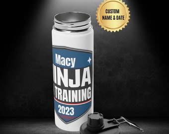 Personalized Ninja Warrior Sports Water Bottle - Custom Fitness Hydration - Sports Lid - Ninja Kids