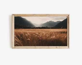 Samsung Frame TV Art File | Muted Mountain Sunset Landscape | Modern | Texture | Neutral | Farmhouse | Minimal | Boho