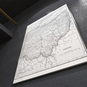 Vintage Black and White Map of Ohio Printable Digital Art | PRINTABLE ...