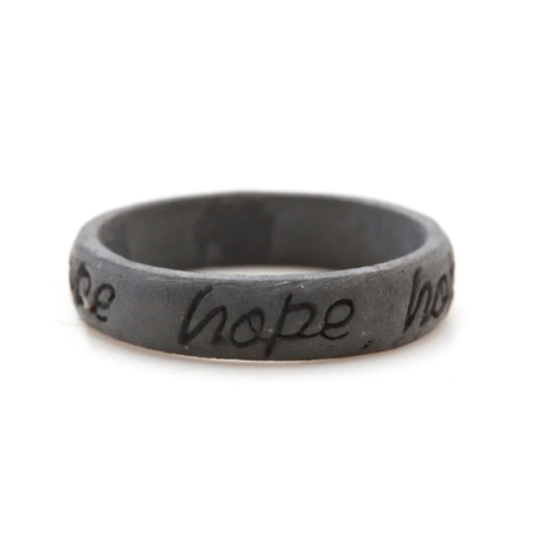 Hope Engraved Mens Ring, Black Bronze Mens Ring Etsy