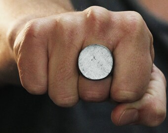 Circle Personalized Rings Mens Silver Signet Ring Man Jewelry