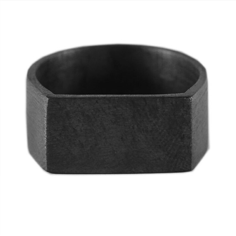 Black Wedding Band Mens Custom Engraved Silver Ring Etsy