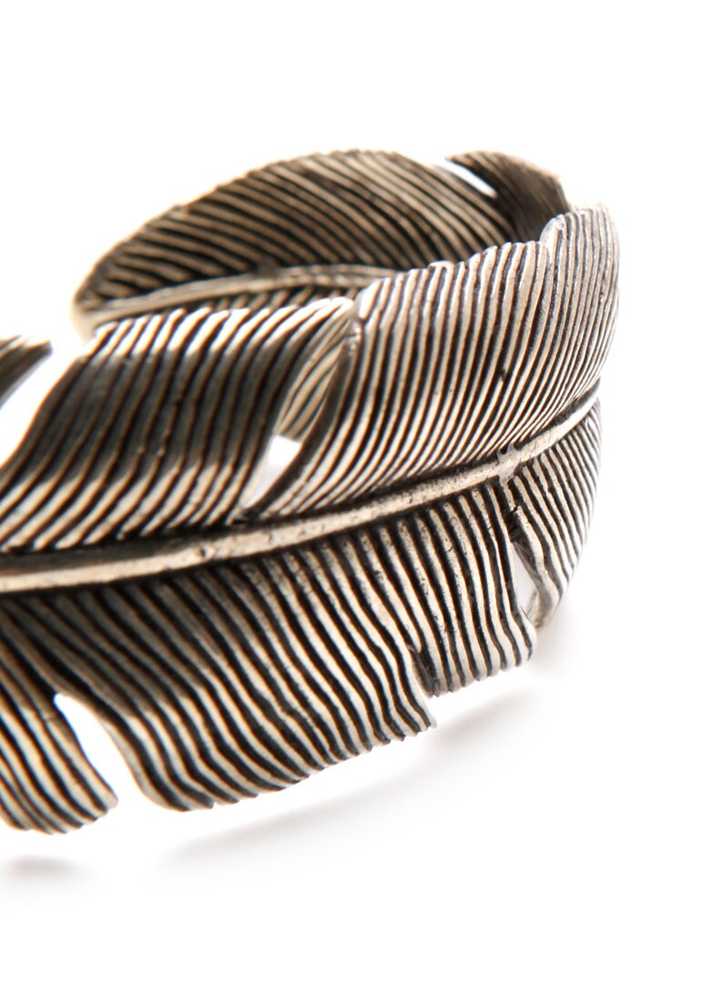 Silver Feather Cuff Sterling Bracelet Bangle Feathers Cuffs Etsy