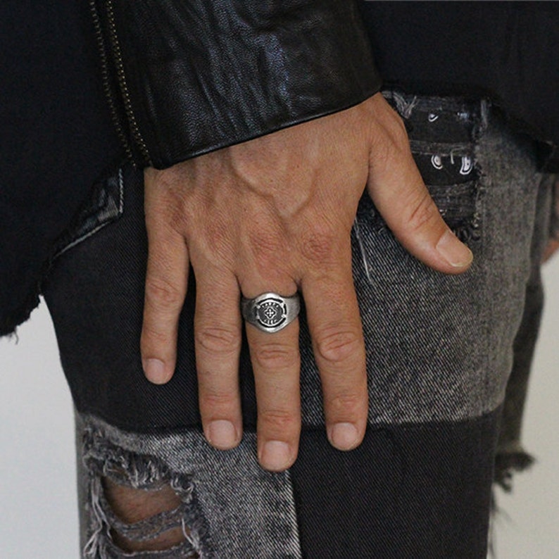 Rustic Silver Ring Man Carpe Diem Oxidized Silver Rings Etsy