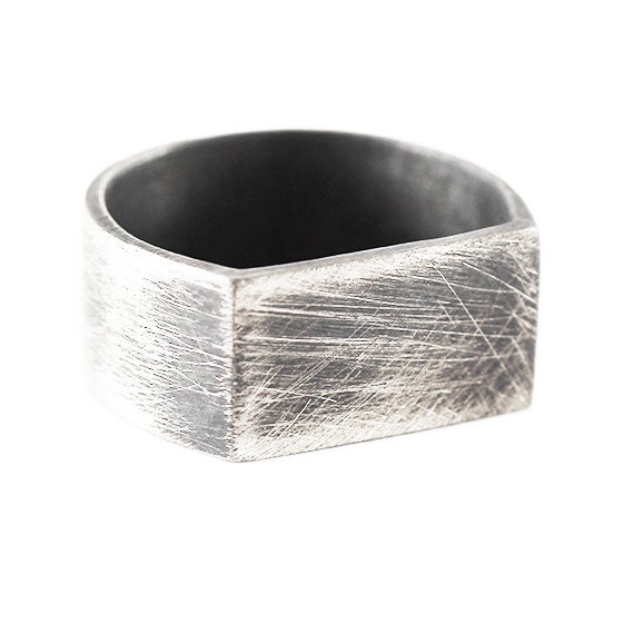 Mens Wedding Band Brushed Silver Personalized Man Ring Jewelry Etsy