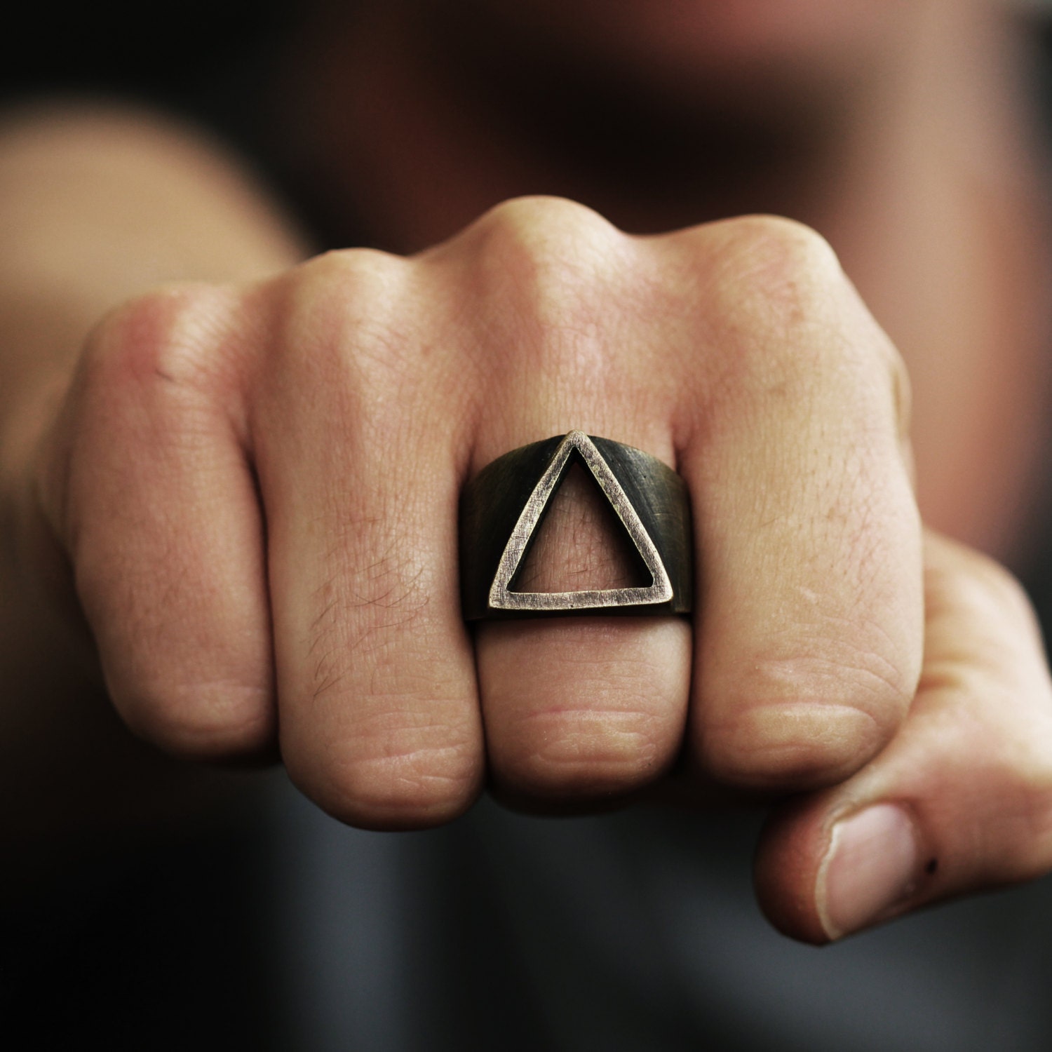 Mens Ring Triangle Ring Triangle Rings Triangle Mens Gold Ring Etsy