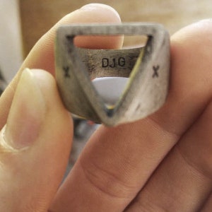 Mens Signet Ring Engraved Silver Triangle Ring Geometric Ring Man Mens Ring Triangle Ring Man Man Unique Ring image 10