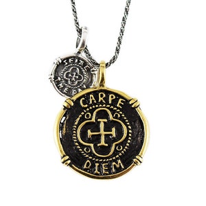 Carpe Diem Necklace Mens Necklace Mens Jewelry Carpe Diem Pendant Men's Necklace Mans Necklace Mens Silver Necklace Gold Necklace image 3